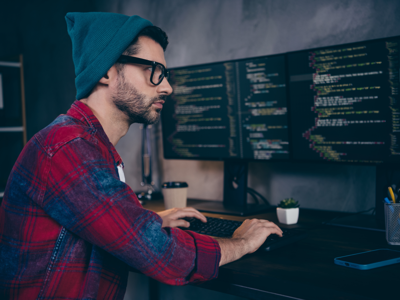 Software developer working at a computer